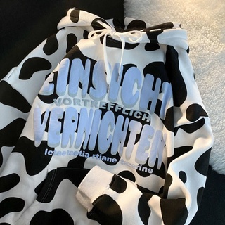 SWAY เสื้อกันหนาว ผญ เสื้อโอเวอร์size ญ เสื้อแขนยาว เสื้อกันหนาวมีฮู้ดลายวัว ใส่สบาย อเนกประสงค์ FS182712