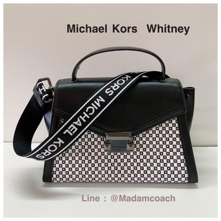 พร้อมส่ง ของแท้ Michael Kors Whitney Medium Checkerboard Black/White Leather Satchel