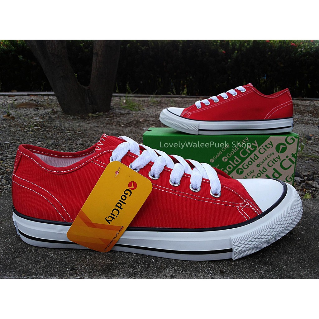 รองเท้าผ้าใบGold City-1207 สีแดงSize 35 - 45ใส่ทนพื้นนุ่ม