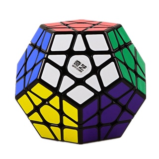 Qiyi Megaminx Cube ลูกบาศก์แกะสลัก สีดํา พร้อมสติกเกอร์ 3x3 Pentagonal Dodecahedron Speed Cube