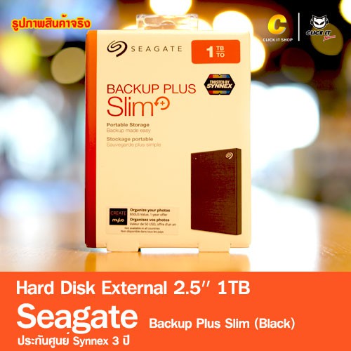 Hard Disk External 2.5'' 1TB Seagate Backup Plus Slim (Black, STHN1000400)