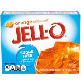 🔥ยอดนิยม!! Jell-O  Sugar Free Orange Gelatin สำหรับ ทำ ขนม ผสม เจลาติน กลิ่นส้ม เจล -โอ 17กรัม คุณภาพระดับพรีเมี่ยม