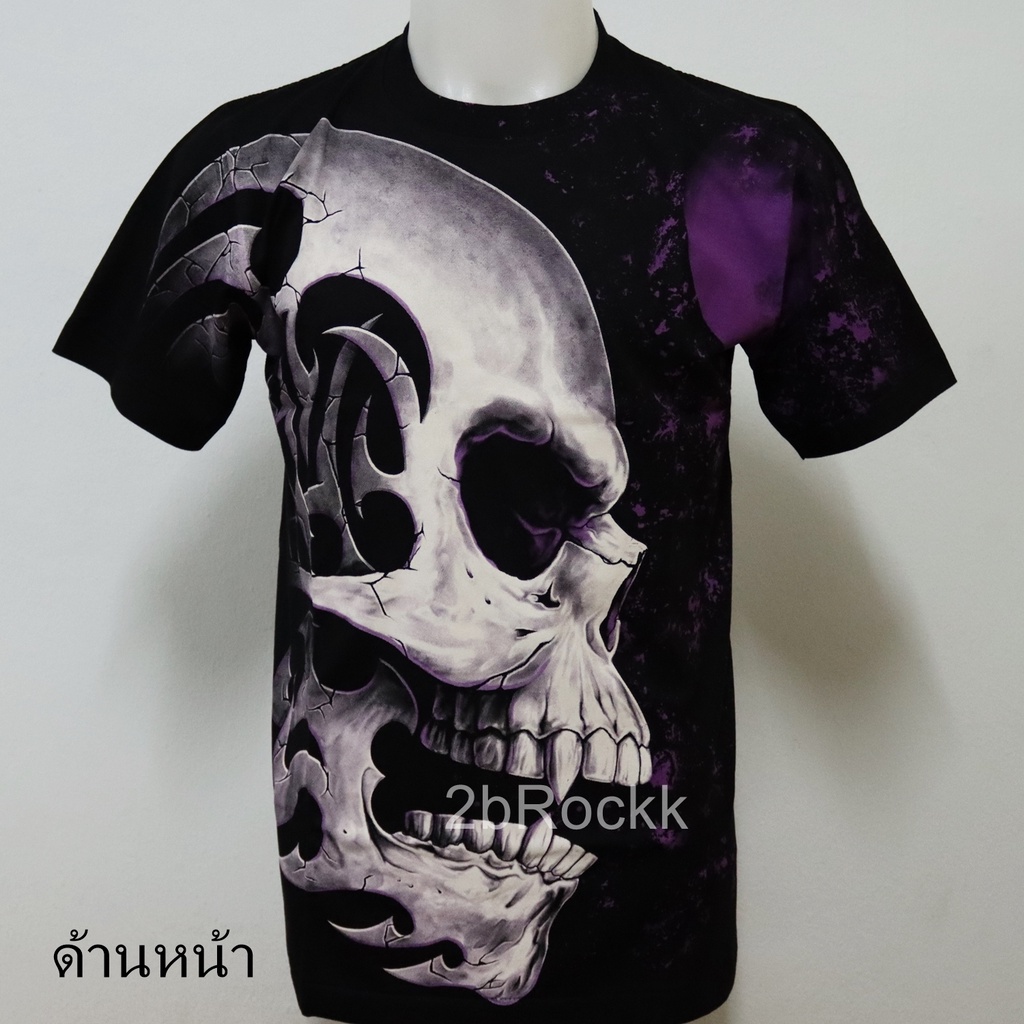 เสื้อยืด ผี ยมทูต กะโหลก ปิศาจ Rock Eagle Discharge T-Shirt G15 ไซส์ยุโรป