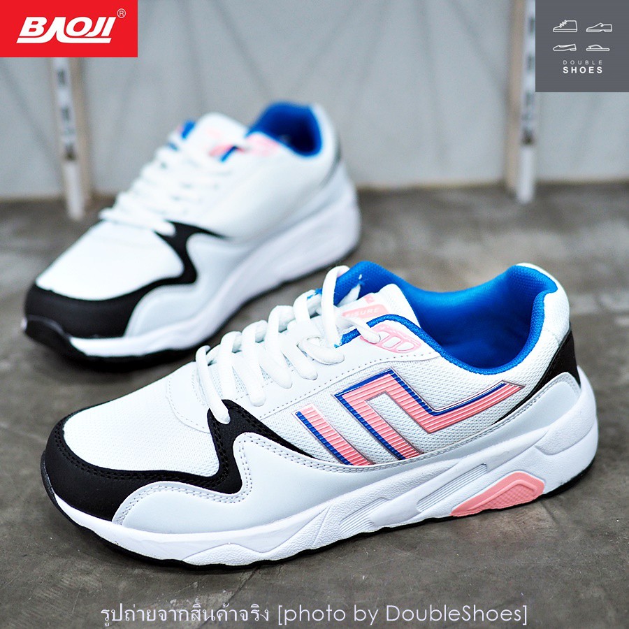 รองเท้าวิ่ง รองเท้าผ้าใบหญิง BAOJI รุ่น BJW452 สีขาว-ชมพู ไซส์ 37-41