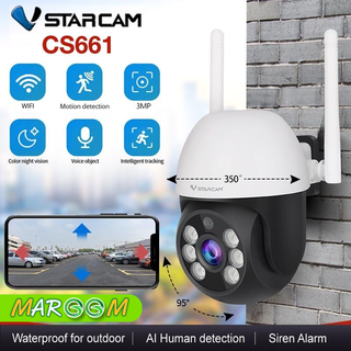 VSTARCAM CS661  มินิโดม กล้องวงจรปิดภายนอก หมุนได้ 360 องศา  กันน้ำได้ มี AI กล้อง 3 ล้าน พิกเซล ขนาดเล็กกะทัดรัด