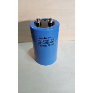 Capacitor 3900MFD 400 WV ตัวเก็บประจุ Nichicon ขนาดสูง12.5x7.5CM. คาปาซิเตอร์ 3900UF 400Vdc สีฟ้า ของแท้พร้อมส่ง