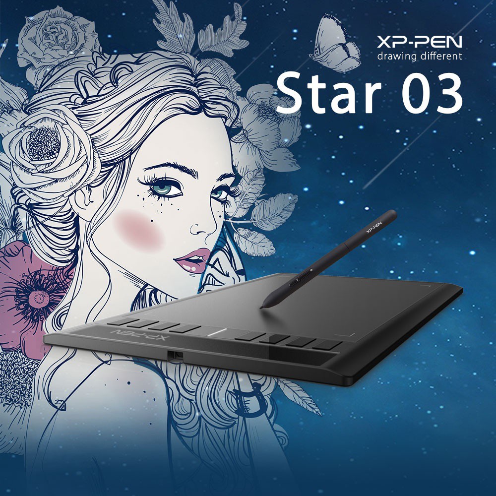 XP-PEN Star 03 Pen Tablet กราฟฟิคแท็บเล็ตที่มีแบตเตอรี่ - ฟรีแบบปากกาดิจิตอลปากกา