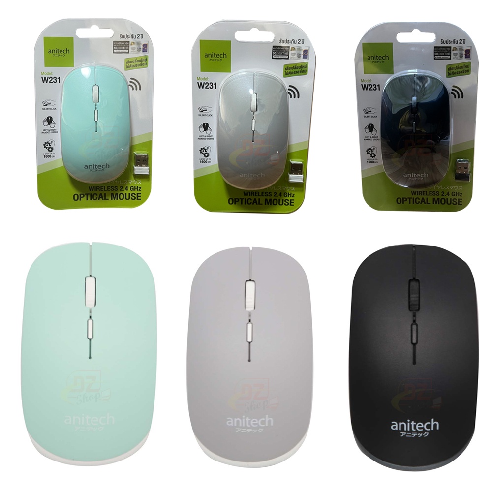 Anitech Wireless Mouse เมาส์ รุ่น W231 เม้าไร้สาย 2.4G รับประกัน 3 ปี