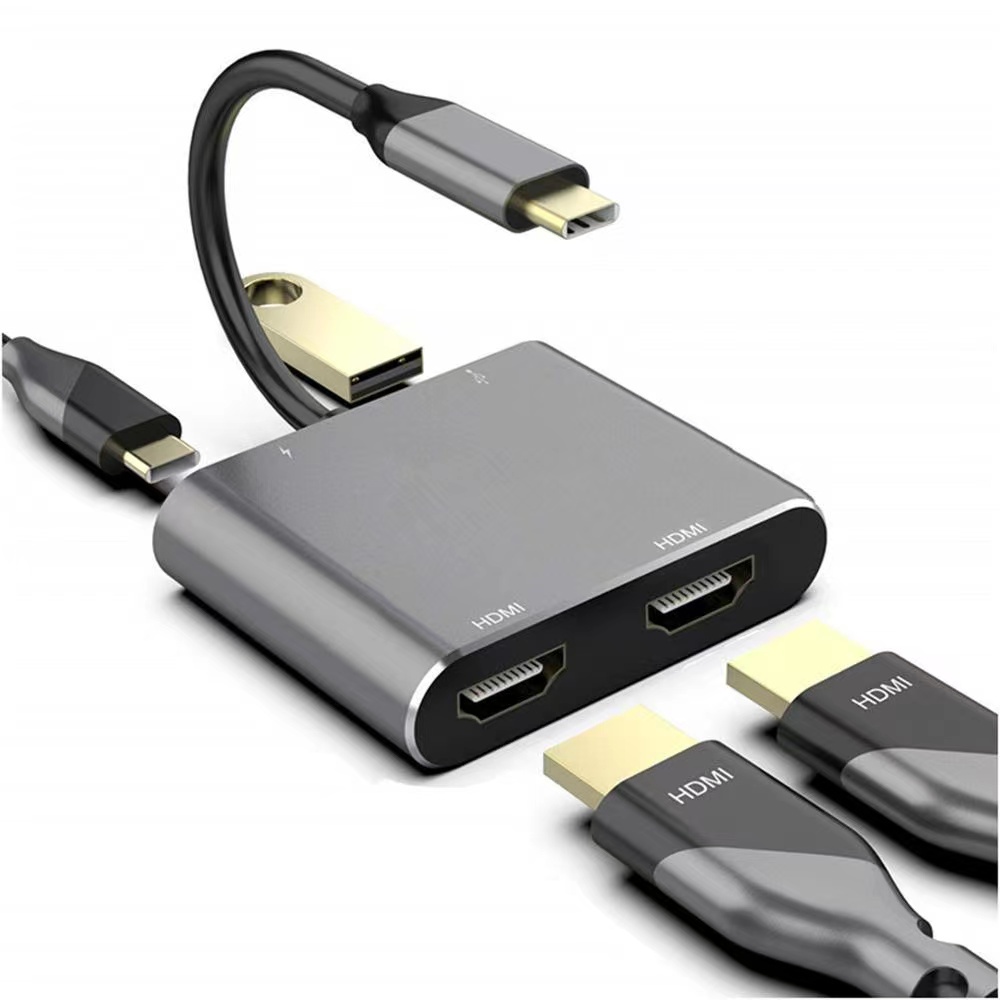 USB C to HDMI splitter Adapter 4K 4 in 1 Type-C to HDMI / HDMI / USB 3.0 Port + USB C Female Port Co