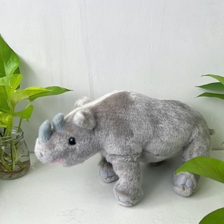 ตุ๊กตาแรด  Black Rhinoceros  Plush, Stuffed Animal, Plush Toy Rhinoceros ตุ๊กตาสัตว์เหมือนจริง  ตุ๊กตาแรดเทา แรดสีเทา