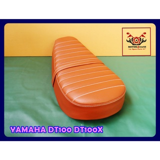 YAMAHA DT100 DT100X "BROWN" COMPLETE DOUBLE SEAT with "WHITE" STITCHING // เบาะ เบาะรถมอเตอร์ไซค์ สีน้ำตาลลอน ด้ายขาว