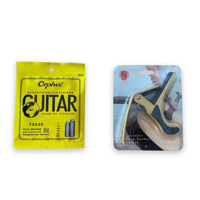 สายกีตาร์โปร่ง Orphee + คาโป้ + ปิ๊ก
