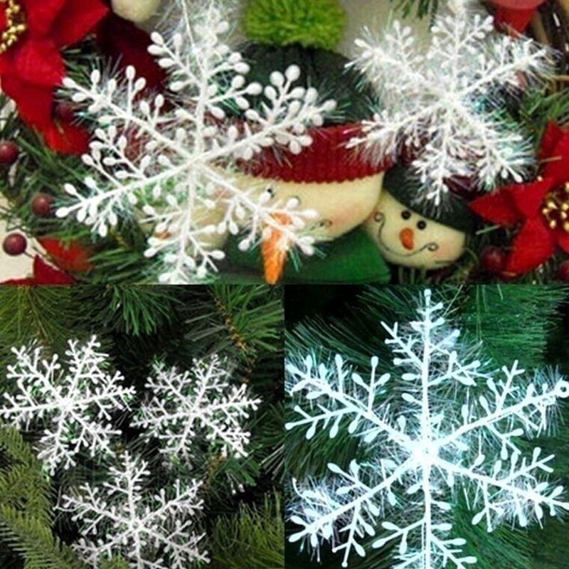 30pcs Classic 3D White Snowflake Ornaments Christmas Tree Party Home Decor 11cm