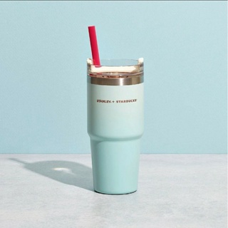 แก้ว Starbucks ST-SS STANLEY LIGHT BLUE CC 16OZ Stainless พร้อมหลอดสีแดง สตาร์บักส์สแตนเลส สีฟ้าอ่อน