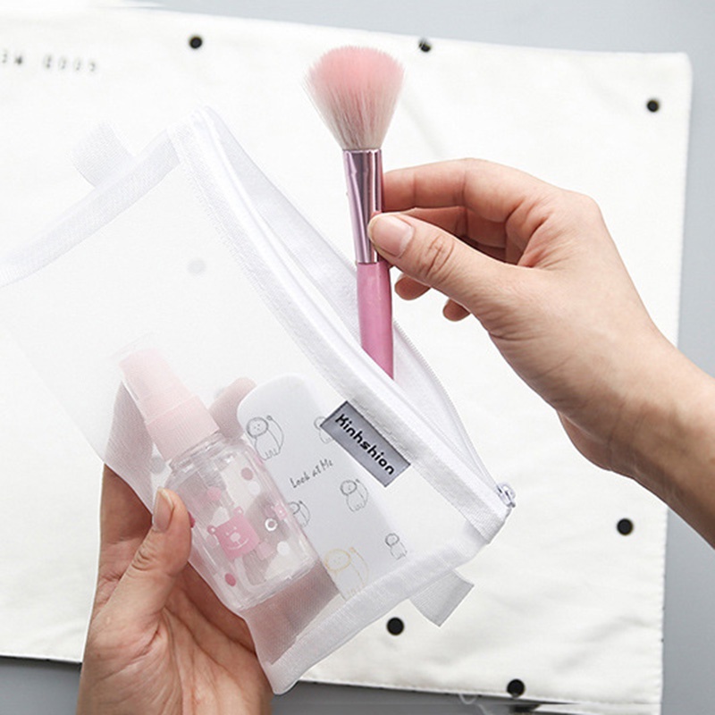 (P-100) ส่งจากไทย!กระเป๋าดินสอผ้าตาข่าย กระเป๋าเครื่องสําอาง อเนกประสงค์ มีซิปแบบพกพา - รูปที่ 2