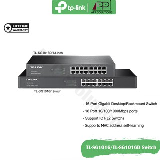 TP-LINK Gigabit Switch Desktop/Rackmount รุ่นTL-SG1016,TL-SG1016D(ประกันLifetime)