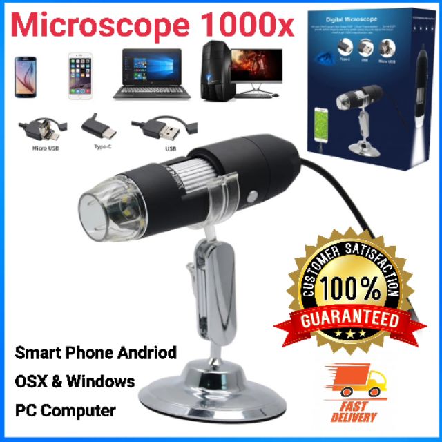 Microscope 3in1 USB 1000Xไมโครสโคป กล้องจุลทรรศน์ขยายดิจิตอล2MP 1080 P สำหรับโทรศัพท์สมาร์ทAndroid W