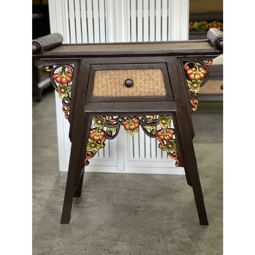 โต๊ะจีน โต๊ะไม้แกะสลัก ย 65 xก 30 xส 65 cm ตกแต่งสื่อ ขาเฉียง โต๊ะวางพระบูชา ตู้หัวเตียง คอนโซล ตู้เ