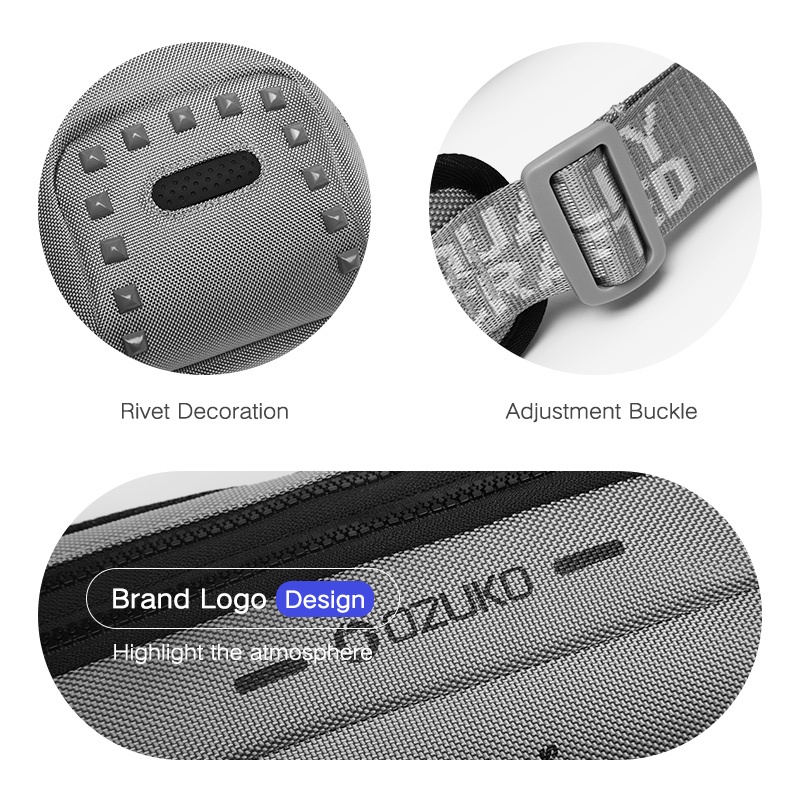 Ozuko กระเป๋าคาดอก สะพายไหล่ ประดับหมุด กันน้ํา กันขโมย ชาร์จ Usb แฟชั่นสําหรับผู้ชาย
