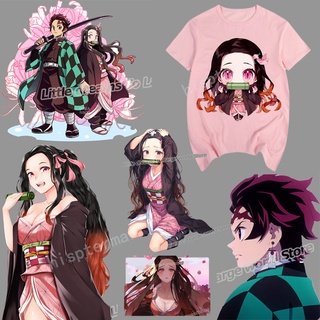 แผ่นรีดติดเสื้อผ้า เสื้อยืด ลาย Demon Slayer Nezuko Tanjiro ระดับ A ซักได้ แบบสร้างสรรค์ สําหรับตกแต่งกางเกงยีน DIY