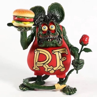 RF Rat Fink  with Hamburger &amp; Rose Wacky Wobbler PVC Figure 20 cm