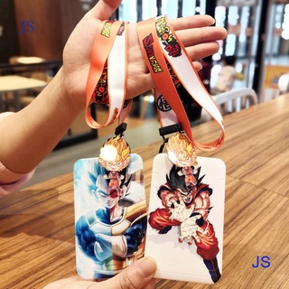 Js กระเป๋าใส่บัตรลายการ์ตูนอนิเมะดราก้อนบอลพร้อมสายคล้องคอสําหรับทํางานการ์ด