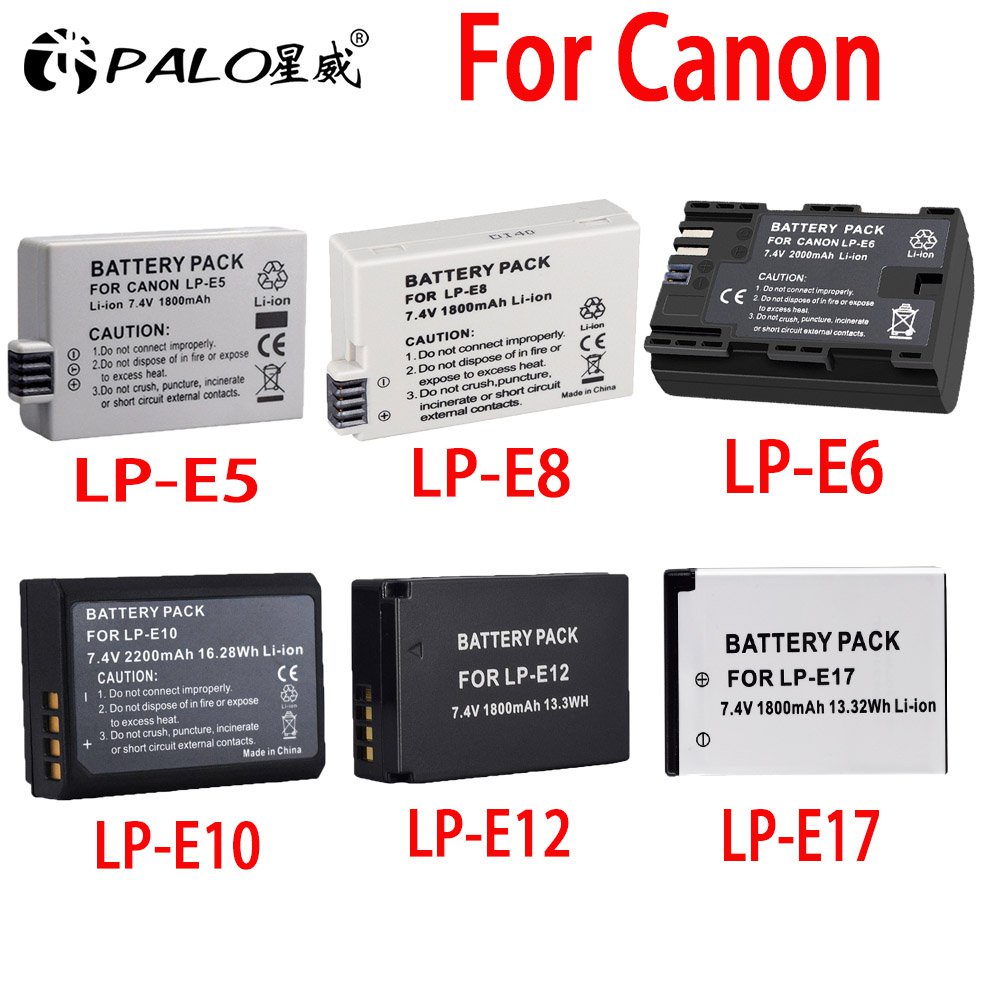 Camera Battery batteries For Canon LPE5 LPE6 LPE8 LPE10 LPE12 LPE17 lp e5 lp e6 lp e8 lp e10 lp e12 