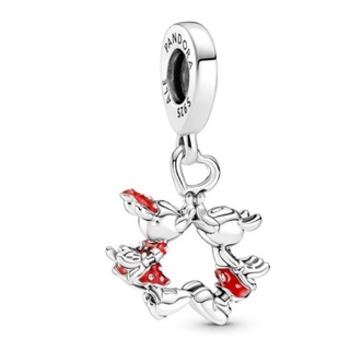 (พร้อมส่ง)*New*Pandora Disney Mickey Mouse &amp; Minnie Mouse Kissing Dangle Charm