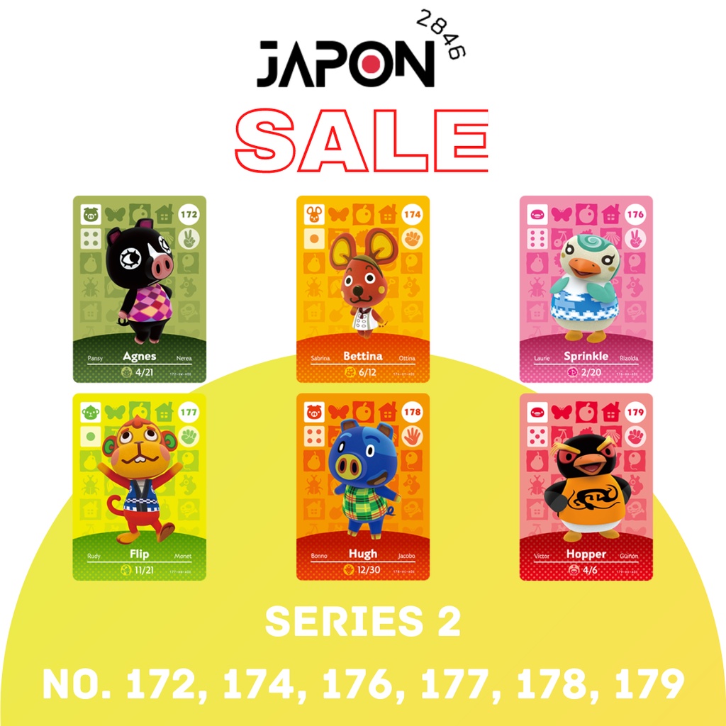 Animal Crossing Amiibo cards Series 2 No.172, 174,176, 177,178, 179