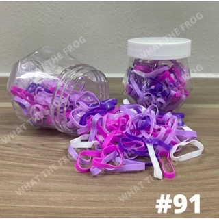 ยางกระปุกเพชร 1 กป. ยางรัดผมแฟชั่น ยางรัดผม แบบใช้แล้วทิ้ง สีสันสดใส