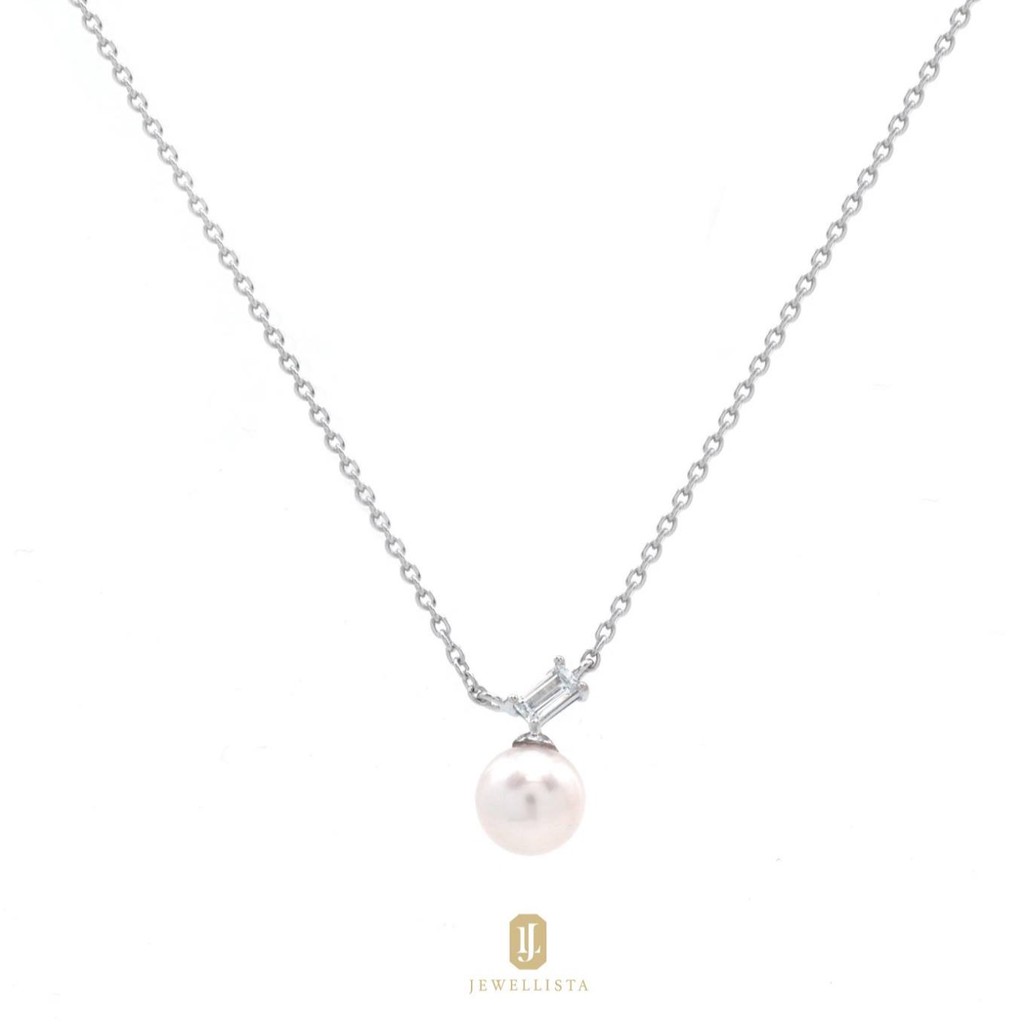 Jewellista สร้อยคอเงินแท้ 925 ประดับจี้ไข่มุกและพลอย CZ รุ่น Irina