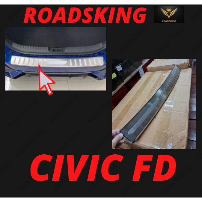 CHROME REAR BUMPER FOOT PLATE HONDA CIVIC FD