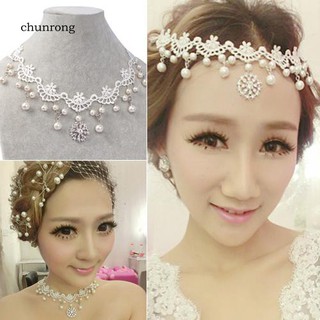 Chu ที่คาดผมประดับมุกและดอกไม้ Rhinestone Faux