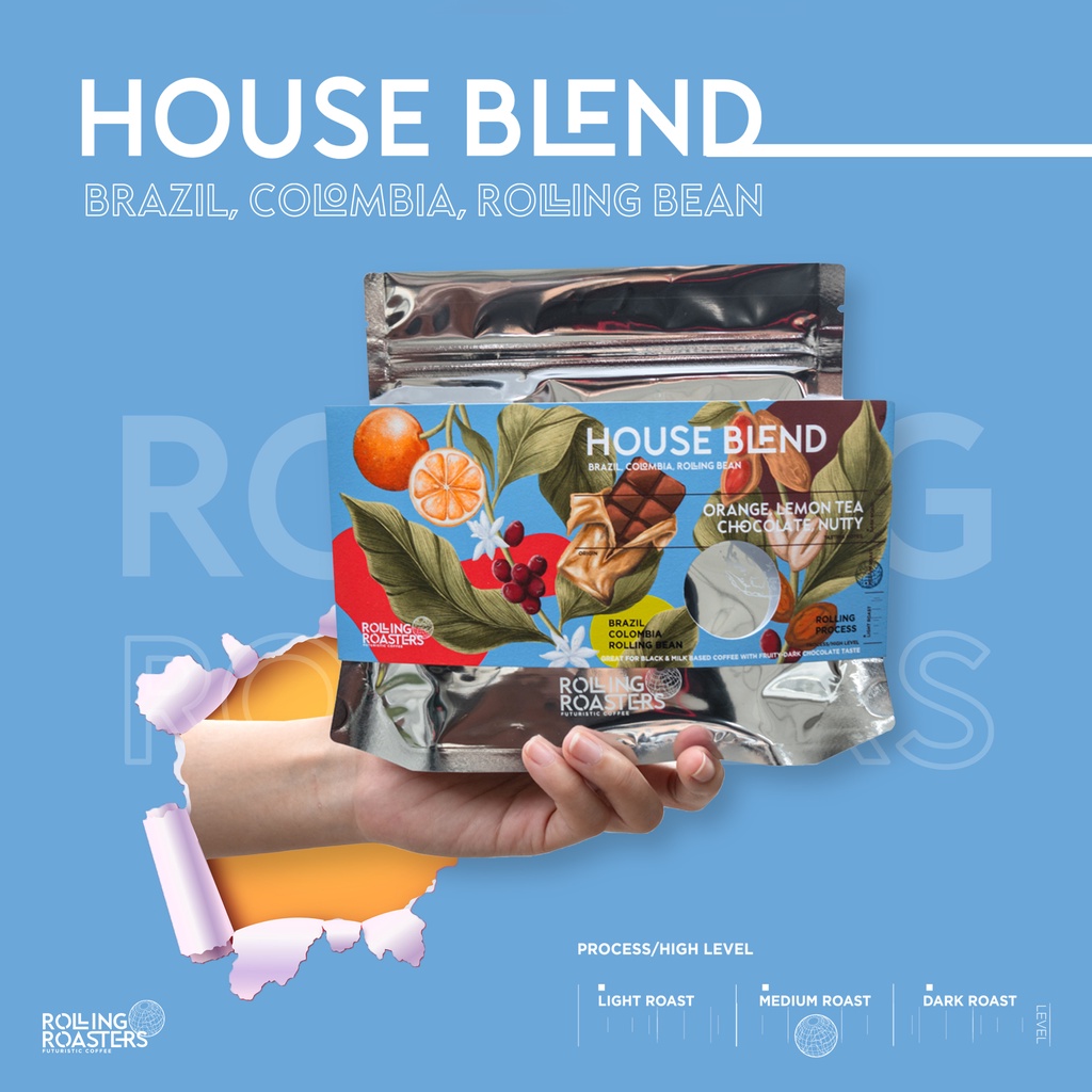 Rolling Roasters เมล็ดกาแฟคั่วกลาง HOUSE BLEND - ขนาด 250g