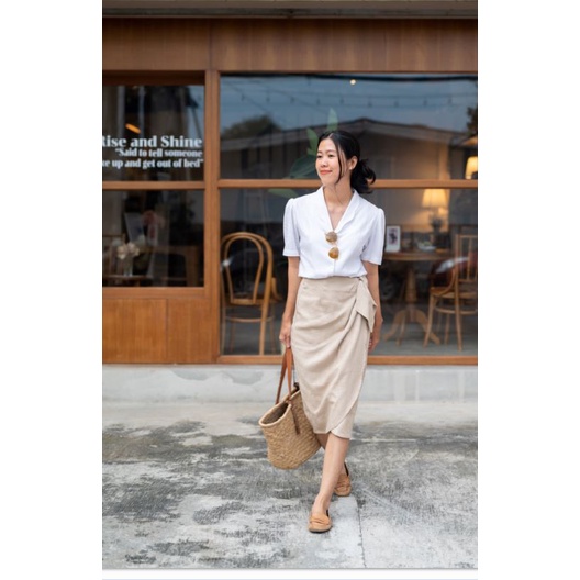 เสื้อเบลาส์แขนสั้น ปกทาร์ต รูปที่ 6