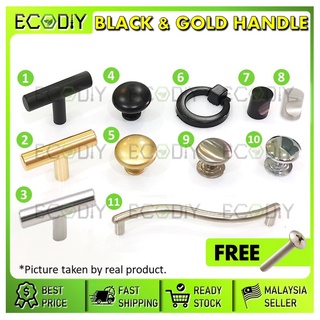 Ecodiy ใหม่ มือจับประตู ลูกบิด S มือจับ สีทอง ดํา สเตนเลส โครเมี่ยม เงิน หลุมเดียว ตู้ลิ้นชัก ตู้กับข้าว