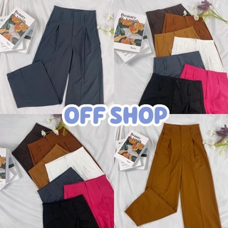 OFF SHOP พร้อมส่ง (OFF-KL-01) กางเกงเอวสูงขากระบอก ไซส์S-XL รุ่นแต่งหูเข็มขัด ซิปด้านหน้า