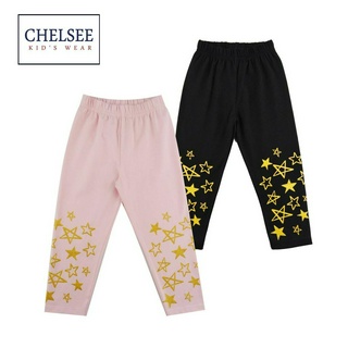 Chelsee กางเกงเลกกิ้ง เด็กผู้หญิง รุ่น 237886 ลายดาว ผ้า 95%Cotton 5%Spandex มีความยืดหยุ่น อายุ 2-10ปี กางเกงเด็กโต