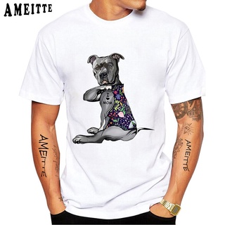 T-shirt  เสื้อยืดลําลอง แขนสั้น พิมพ์ลายดอกไม้ Pitbull I Love Mom Tattoo Day สีขาว สไตล์ฮิปฮอป เหมาะกับฤดูร้อน สําหรับผู