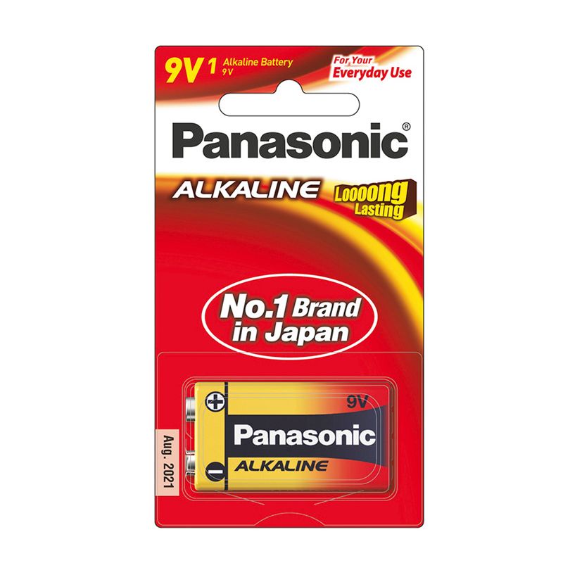 พานาโซนิค ถ่านอัลคาไลน์ 9 โวลต์ รุ่น 6LR61T/4M x 4 ก้อน101360Panasonic Alkaline 9V# 4 Bars/Pack Panasonic 9 Volt Alkalin