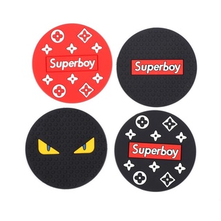 แผ่นรองแก้ว แผ่นรองขวดน้ำ แบบซิลิโคน สำหรับที่วางแก้วน้ำในรถยนต์ superboy