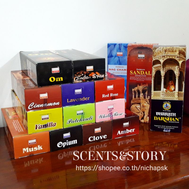 Whole Sale Darshan incense sticks มีให้เลือกกว่า 20 กลิ่น ธูปอินเดียกล่องใหญ่ มี 6 หลอดด้านใน