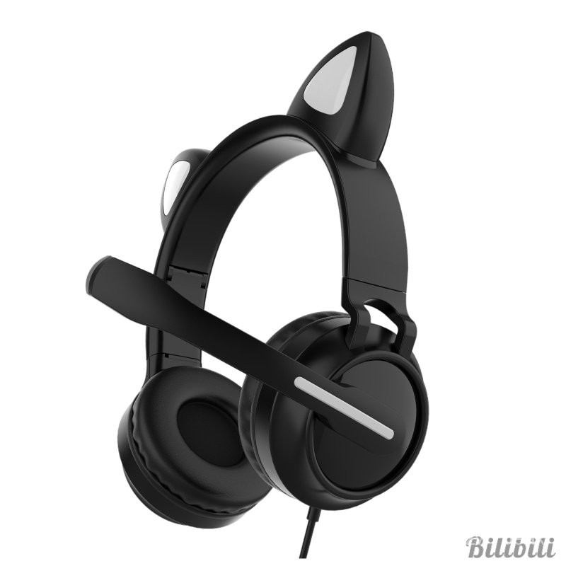 {WIN}CXXIIIWired Game Cat Ear Headset with Microphone,Cat Ear LED Light