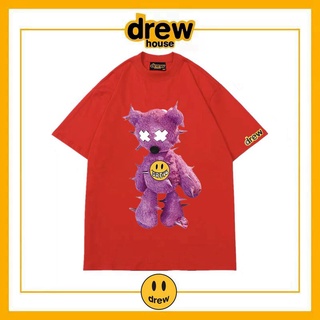 เสื้อยืดแขนสั้น ผ้าฝ้าย ทรงหลวม ลาย Drew House หน้ายิ้ม สไตล์ฮาราจูกุ แฟชั่นฤดูร้อน สําหรับคู่รักS-5XL