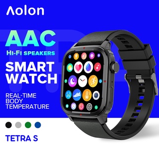 Aolon 2022 ใหม่ Tetra S สมาร์ทวอทช์ 1.7 นิ้ว ความละเอียดสูง IP67 กันน้ำ การโทรด้วยบลูทูธ AAC ลําโพงวัดอัตราการเต้นของหัวใจ แบบเรียลไทม์