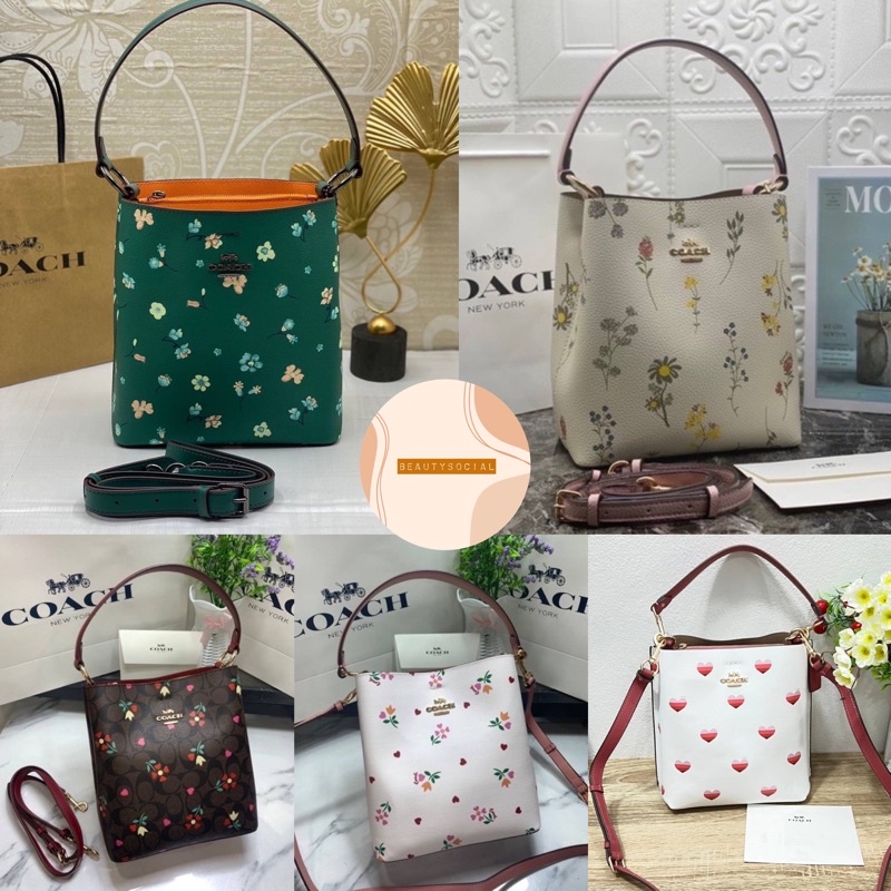 หนังแท้ Coach town bucket bag กระเป๋าสะพายข้าง coach 20cm 21cm 22cm 9”