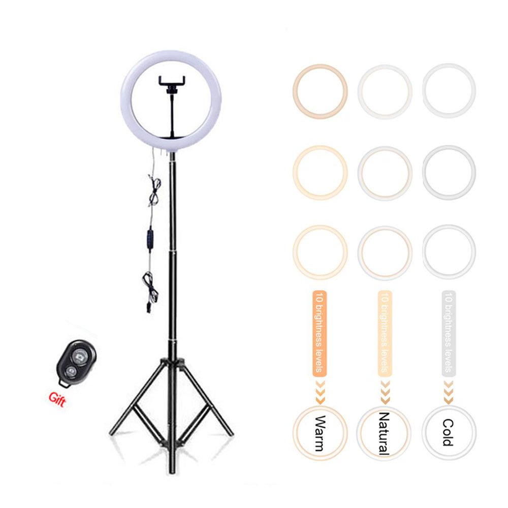 12” Dimmable LED Ring Lamp With Tripod For Video Photography Selfie