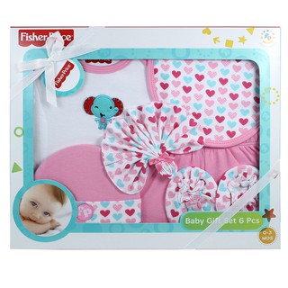 Fisher Price Gift Set ชุดของขวัญ เด็กแรกเกิด 6 ชิ้น สีชมพู