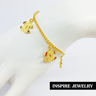 INSPIRE JEWELRYสร้อยข้อมือลายอินเทรน งานแฟชั่น ยาว16.5cm. งานจิวเวลลี่ ชุบทอง ทำซาติน