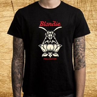 เสื้อยืดคอกลมcrew neckเสื้อยืด พิมพ์ลาย Blondie Pollinator Logot-Shirt คุณภาพดี ของขวัญวันพ่อS-4XL